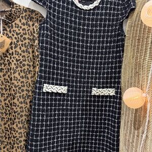 St. John Black and White Checkered Formal Dress